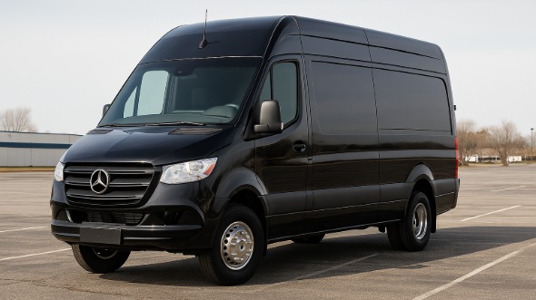Exterior of Victorville Party Bus Company's 14 Passenger Sprinter Limousine in Apple Valley