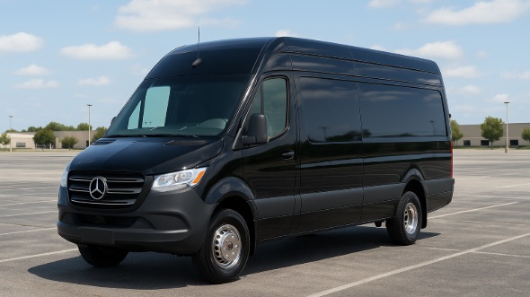 Exterior of Victorville Party Bus Company's 14 Passenger Sprinter Limousine in Rialto
