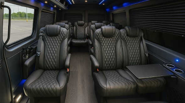Interior of Victorville Party Bus Company's 15 Passenger Mini Bus in Victorville