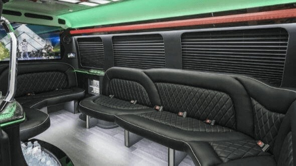 Interior of Victorville Party Bus Company's 18 Passenger Party Bus in Redlands