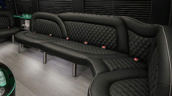 Interior of Victorville Party Bus Company's 18 Passenger Party Bus in Rialto