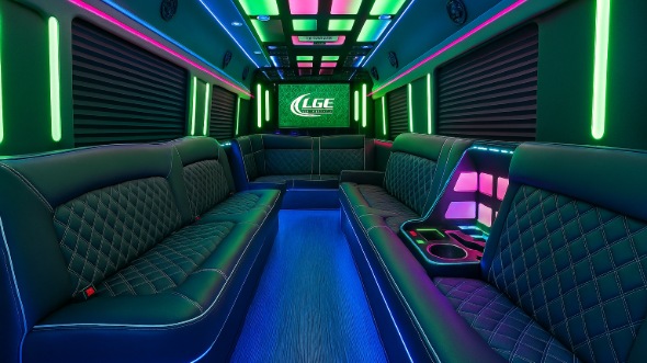 Interior of Victorville Party Bus Company's 20 Passenger Party Bus in Colton