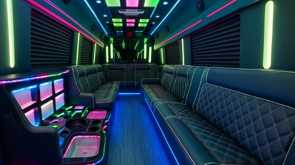 Interior of Victorville Party Bus Company's 25 Passenger Party Bus in Apple Valley