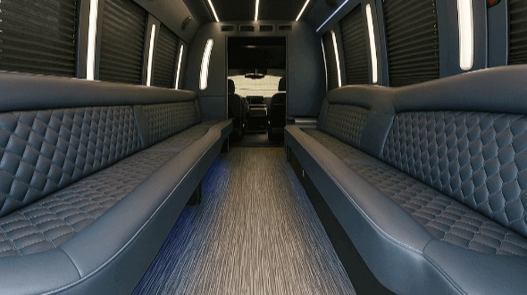 Interior of Victorville Party Bus Company's 25 Passenger Party Bus in Colton