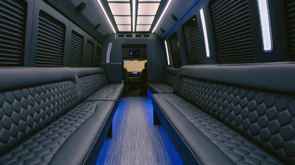 Interior of Victorville Party Bus Company's 25 Passenger Party Bus in Palmdale