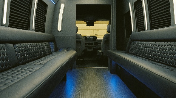 Interior of Victorville Party Bus Company's 25 Passenger Party Bus in Rialto