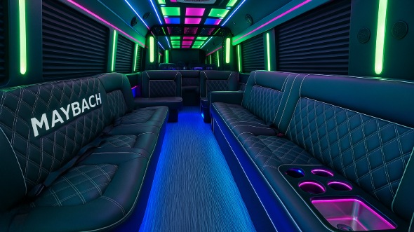 Interior of Victorville Party Bus Company's 25 Passenger Party Bus in Victorville