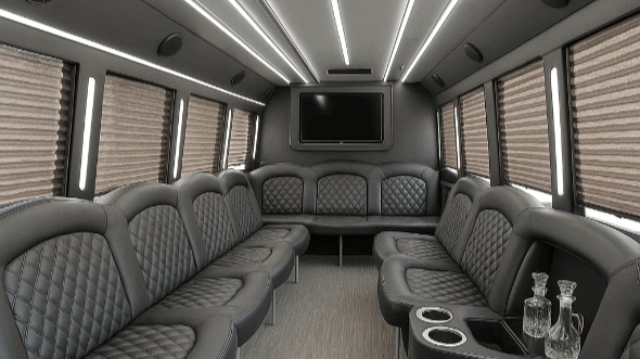 Interior of Victorville Party Bus Company's 28 Passenger Party Bus in Apple Valley