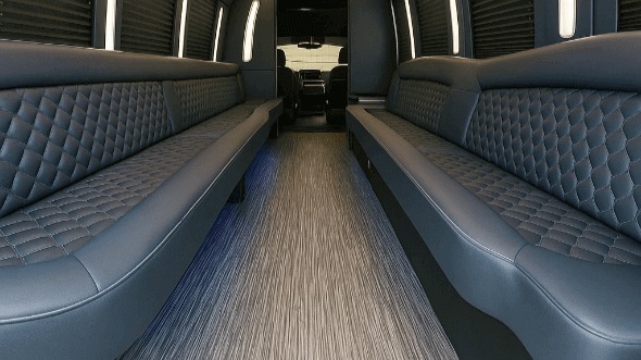 Interior of Victorville Party Bus Company's 28 Passenger Party Bus in Highland