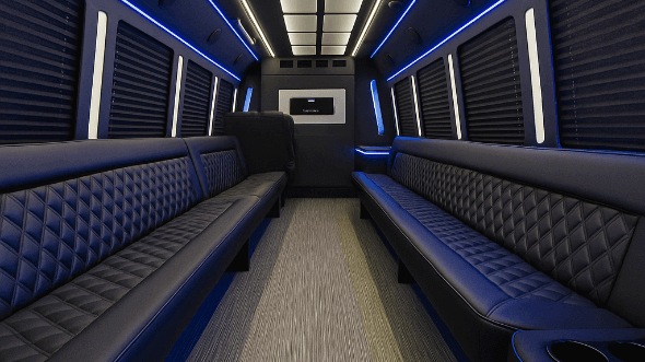 Interior of Victorville Party Bus Company's 28 Passenger Party Bus in Redlands