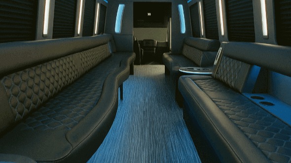 Interior of Victorville Party Bus Company's 28 Passenger Party Bus in San Bernardino