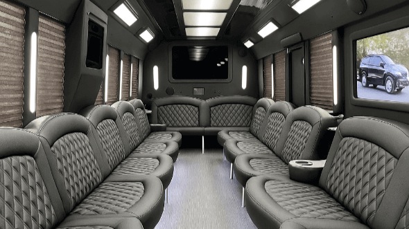 Interior of Victorville Party Bus Company's 30 Passenger Party Bus in Colton