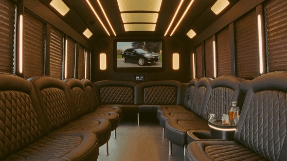 Interior of Victorville Party Bus Company's 40 Passenger Party Bus in Apple Valley