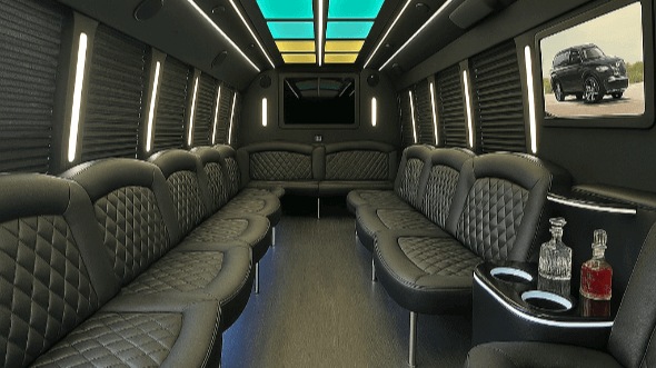 Interior of Victorville Party Bus Company's 50 Passenger Party Bus in Highland