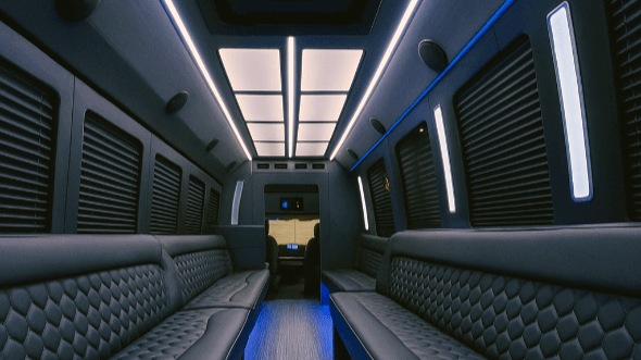 Interior of Victorville Party Bus Company's 50 Passenger Party Bus in Palmdale