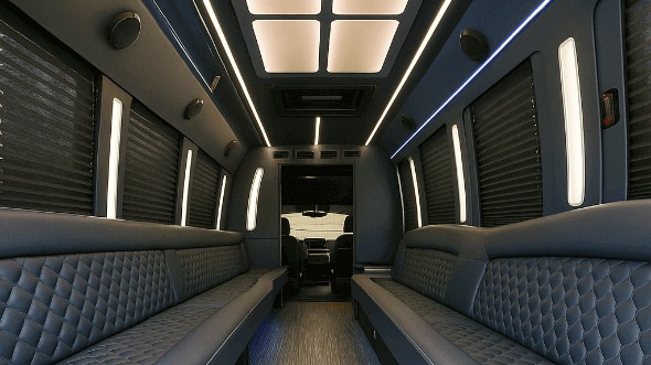 Interior of Victorville Party Bus Company's 50 Passenger Party Bus in Rancho Cucamonga