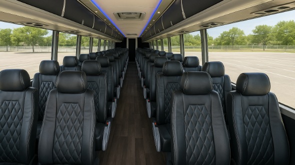 Interior of Victorville Party Bus Company's 51 Passenger Charter Bus in Victorville